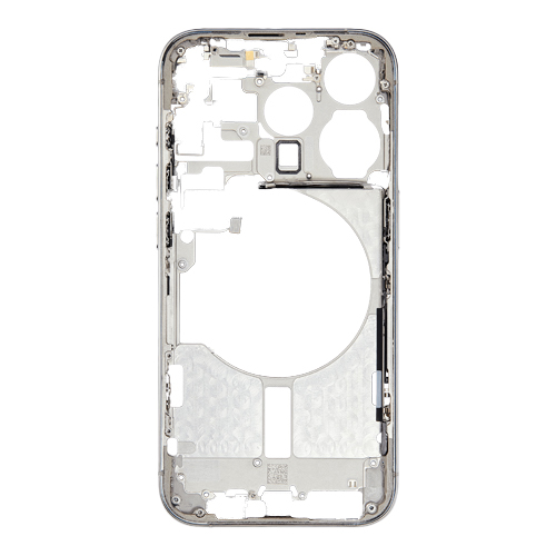 Mid-Frame Housing with Hard Buttons and Sim Tray Compatible for Apple iPhone 15 Pro - White Titanium