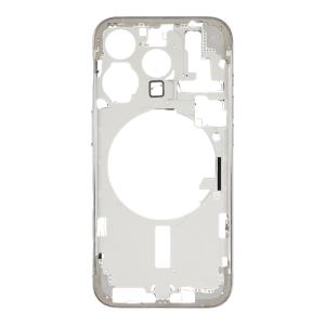 Mid-Frame Housing with Hard Buttons and Sim Tray Compatible for Apple iPhone 15 Pro - White Titanium