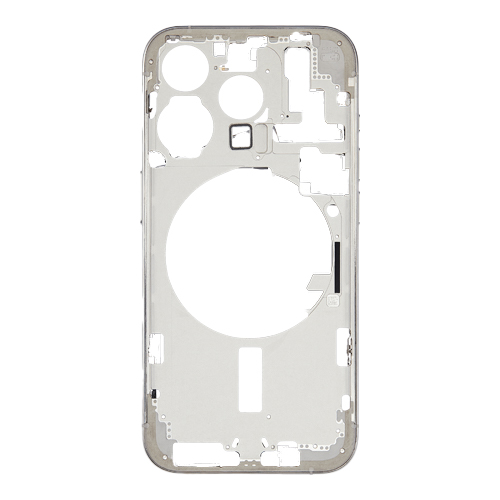 Mid-Frame Housing with Hard Buttons and Sim Tray Compatible for Apple iPhone 15 Pro - White Titanium