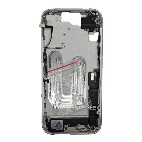 Mid-Frame Housing with Small Parts Pre-Installed Compatible for Apple iPhone 16 - White