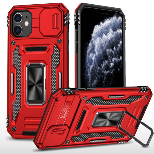 New Military Case with Ring Kickstand for Apple iPhone 11 - Red