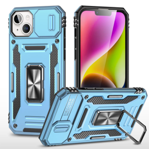 New Military Case with Ring Kickstand for Apple iPhone 13 / 14 - Light Blue