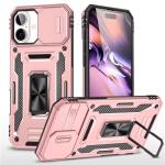 New Military Case with Ring Kickstand for Apple iPhone 16 Plus - Rose Golden