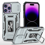 New Military Case with Ring Kickstand for Apple iPhone 15 Pro - Gray