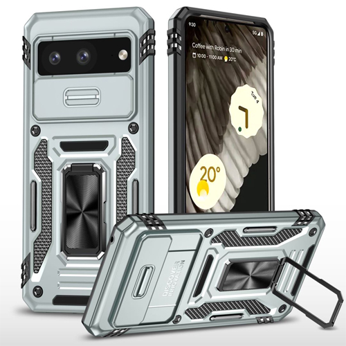 New Military Case with Ring Kickstand for Google Pixel 8a - Gray