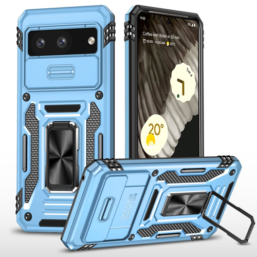 New Military Case with Ring Kickstand for Google Pixel 9 Pro XL - Light Blue