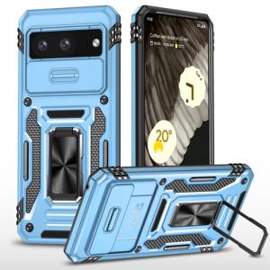 New Military Case with Ring Kickstand for Google Pixel 8a - Light Blue