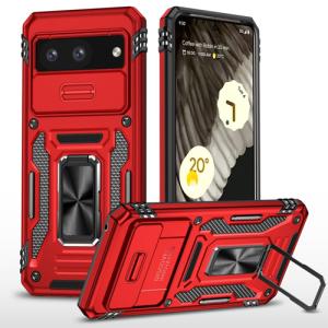 New Military Case with Ring Kickstand for Google Pixel 8a - Red