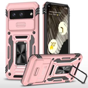New Military Case with Ring Kickstand for Google Pixel 8a - Rose Golden