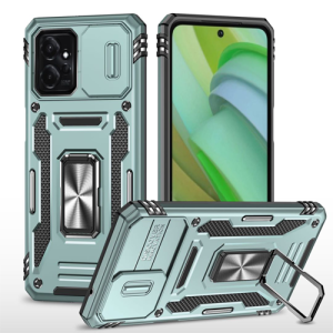 New Military Case with Ring Kickstand for Moto G 5G (2023) - Alpine Green