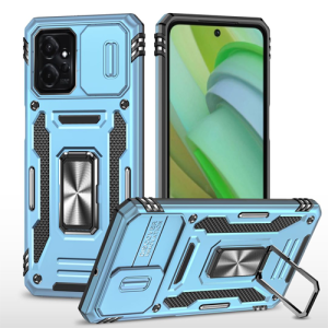 New Military Case with Ring Kickstand for Moto G Power (2023) - Light Blue