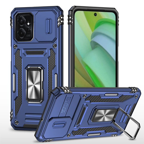 New Military Case with Ring Kickstand for Moto G Power (2023) - Navy Blue