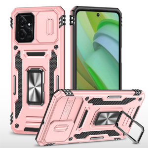 New Military Case with Ring Kickstand for Moto G Power (2023) - Rose Golden