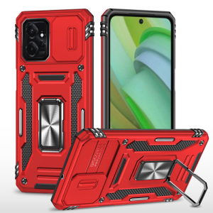 New Military Case with Ring Kickstand for Moto G Power (2023) - Red