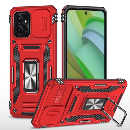 New Military Case with Ring Kickstand for Moto G Power (2023) - Red