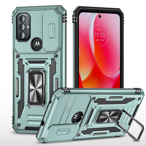 New Military Case with Ring Kickstand for Moto G Pure / G Power (2022) / G Play (2023) - Alpine Green