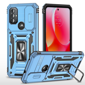New Military Case with Ring Kickstand for Moto G Pure / G Power (2022) / G Play (2023) - Light Blue