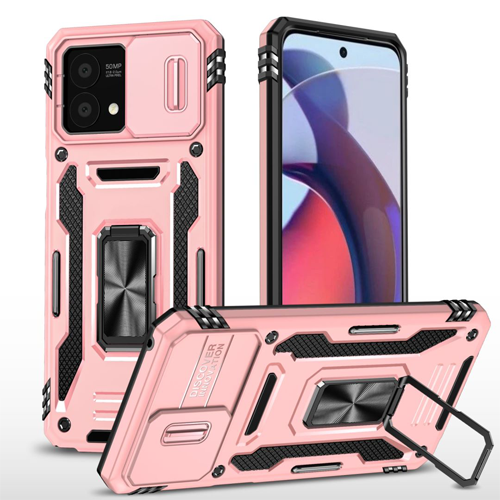 New Military Case with Ring Kickstand for Moto G Stylus 5G (2023) - Rose Golden