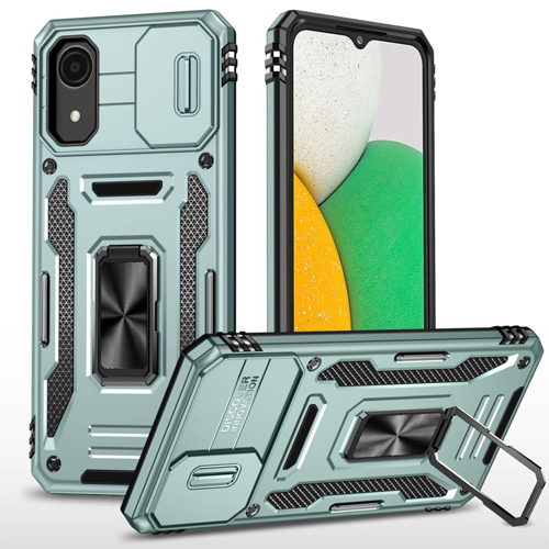 New Military Case with Ring Kickstand for Samsung Galaxy A03 Core - Alpine Green