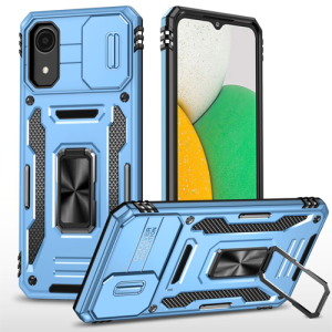 New Military Case with Ring Kickstand for Samsung Galaxy A03 Core - Light Blue