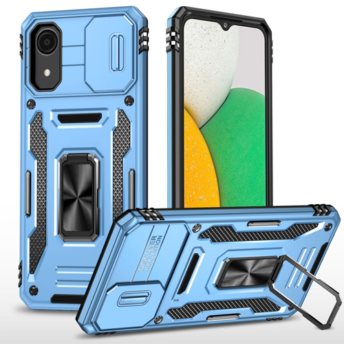 New Military Case with Ring Kickstand for Samsung Galaxy A03 Core - Light Blue