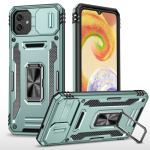 New Military Case with Ring Kickstand for Samsung Galaxy A04 - Alpine Green