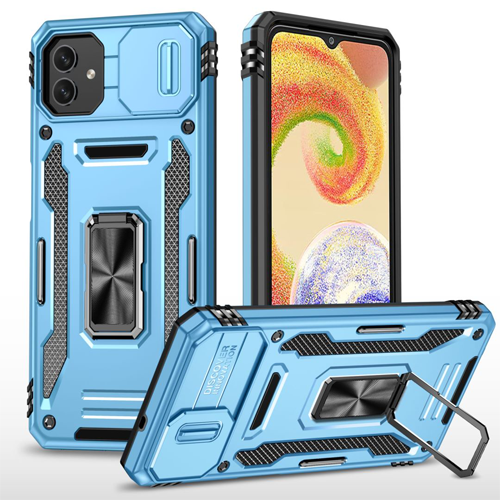 New Military Case with Ring Kickstand for Samsung Galaxy A04 - Light Blue