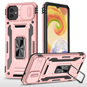 New Military Case with Ring Kickstand for Samsung Galaxy A04 - Rose Golden