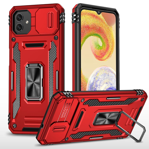 New Military Case with Ring Kickstand for Samsung Galaxy A04 - Red