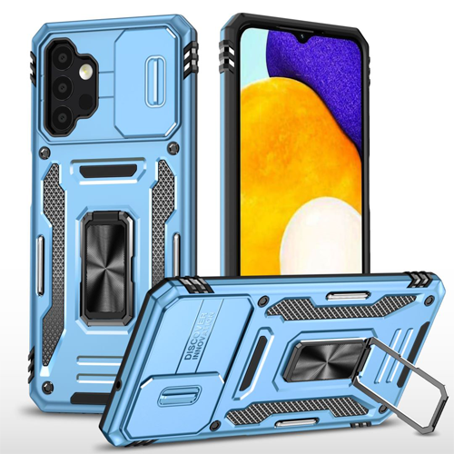 New Military Case with Ring Kickstand for Samsung Galaxy A13 4G / 5G / A04S - Light Blue