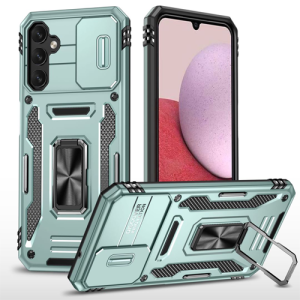 New Military Case with Ring Kickstand for Samsung Galaxy A14 - Alpine Green
