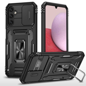 New Military Case with Ring Kickstand for Samsung Galaxy A14 - Black