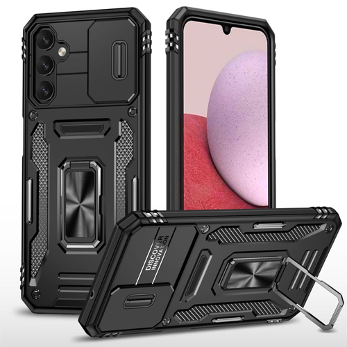 New Military Case with Ring Kickstand for Samsung Galaxy A14 - Black