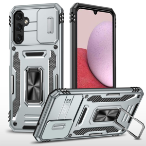New Military Case with Ring Kickstand for Samsung Galaxy A14 - Gray