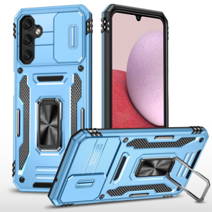 New Military Case with Ring Kickstand for Samsung Galaxy A14 - Light Blue