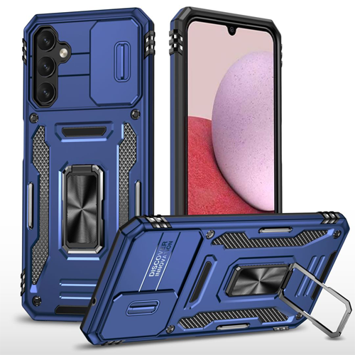 New Military Case with Ring Kickstand for Samsung Galaxy A14 - Navy Blue