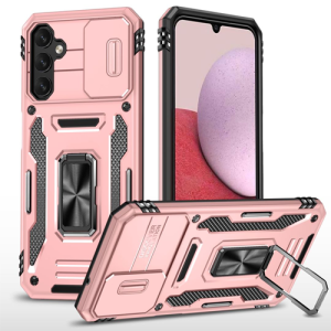 New Military Case with Ring Kickstand for Samsung Galaxy A14 - Rose Golden