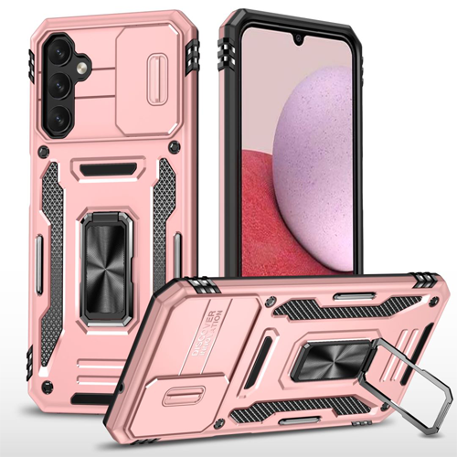 New Military Case with Ring Kickstand for Samsung Galaxy A14 - Rose Golden
