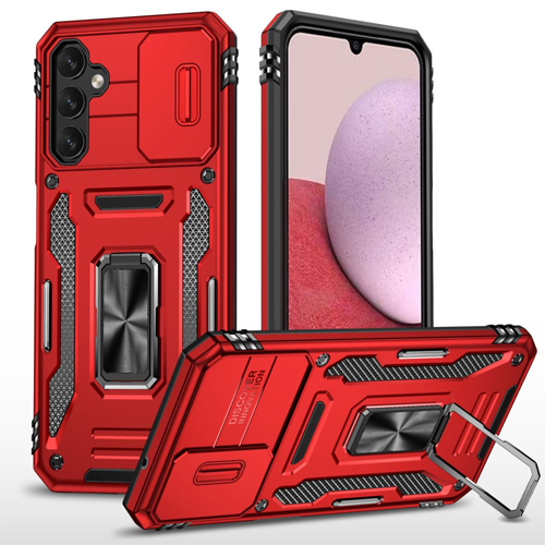 New Military Case with Ring Kickstand for Samsung Galaxy A14 - Red
