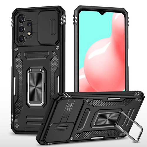 New Military Case with Ring Kickstand for Samsung Galaxy A32 5G - Black