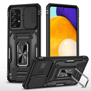 New Military Case with Ring Kickstand for Samsung Galaxy A52 - Black
