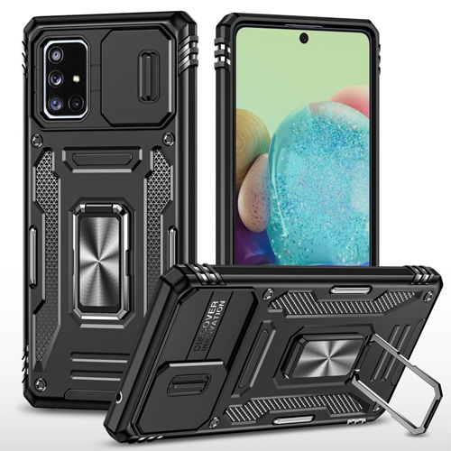New Military Case with Ring Kickstand for Samsung Galaxy A71 5G - Black