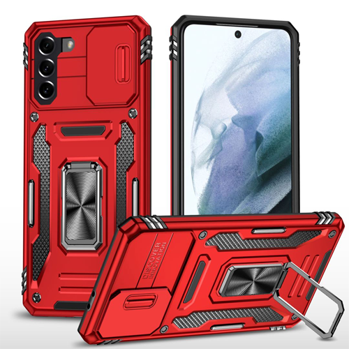 New Military Case with Ring Kickstand for Samsung Galaxy S21 Plus - Red