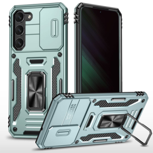New Military Case with Ring Kickstand for Samsung Galaxy S23 Plus - Alpine Green