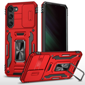 New Military Case with Ring Kickstand for Samsung Galaxy S23 - Red