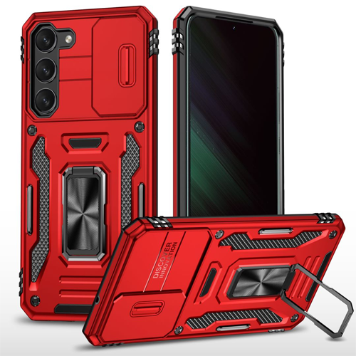 New Military Case with Ring Kickstand for Samsung Galaxy S23 - Red