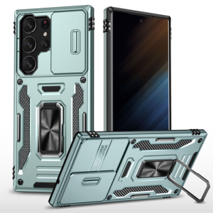 New Military Case with Ring Kickstand for Samsung Galaxy S25 Ultra - Alpine Green