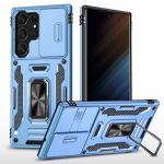 New Military Case with Ring Kickstand for Samsung Galaxy S25 Ultra - Light Blue