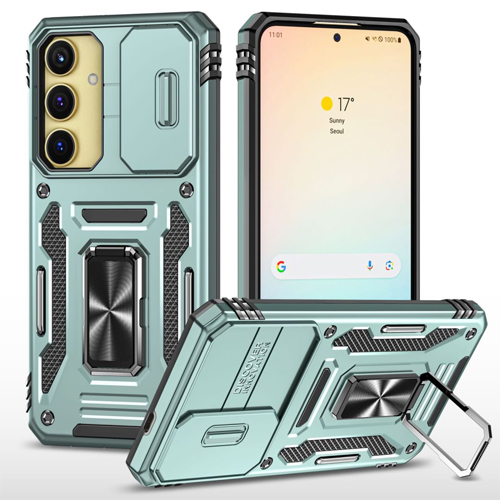 New Military Case with Ring Kickstand for Samsung Galaxy S24 Plus / S25 Plus - Alpine Green