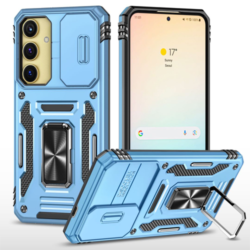 New Military Case with Ring Kickstand for Samsung Galaxy S24 FE - Light Blue
